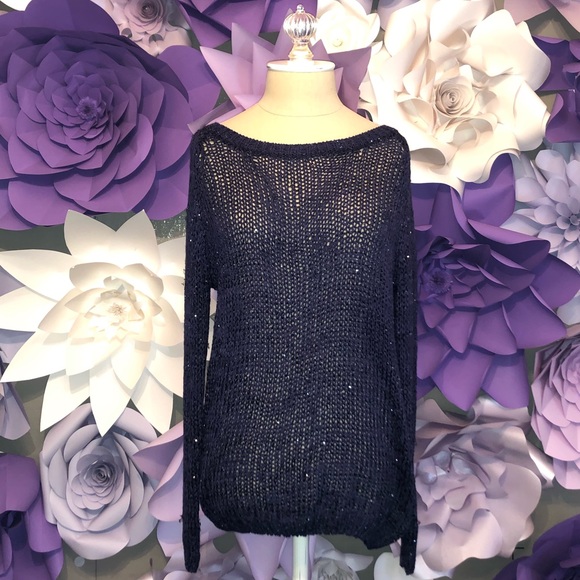 Medium/Large Navy Knitted Sparkly Sweater - Picture 2 of 4